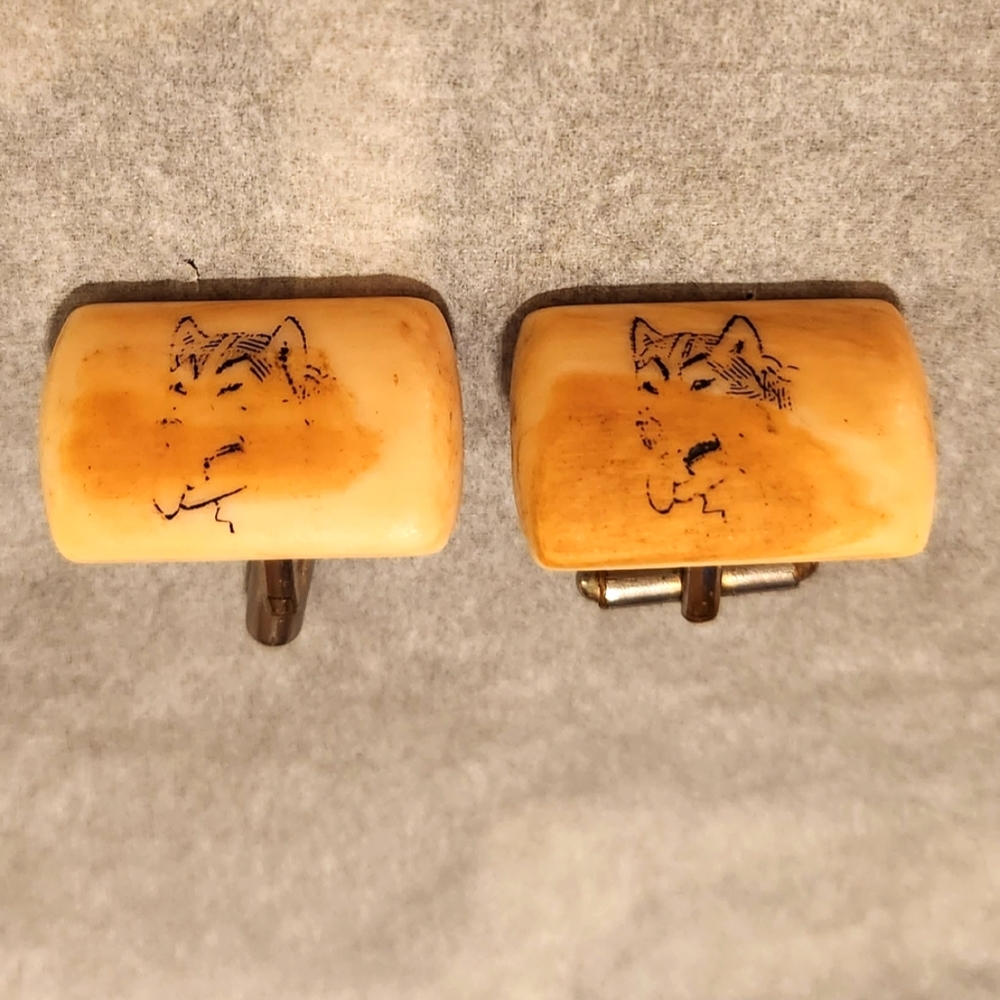 VINTAGE Bone Men's Cuff Links 1.25 X. 75
